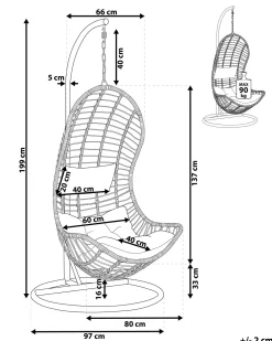 Nojatuolit<Beliani Riipputuoli Jalustalla Polyrottinki Luonnonvari Pineto