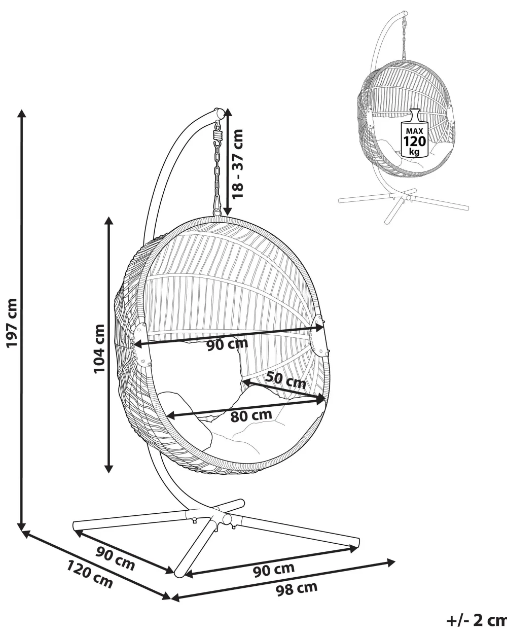 Cheap Beliani Riipputuoli Jalustalla Polyrottinki Beige Acri