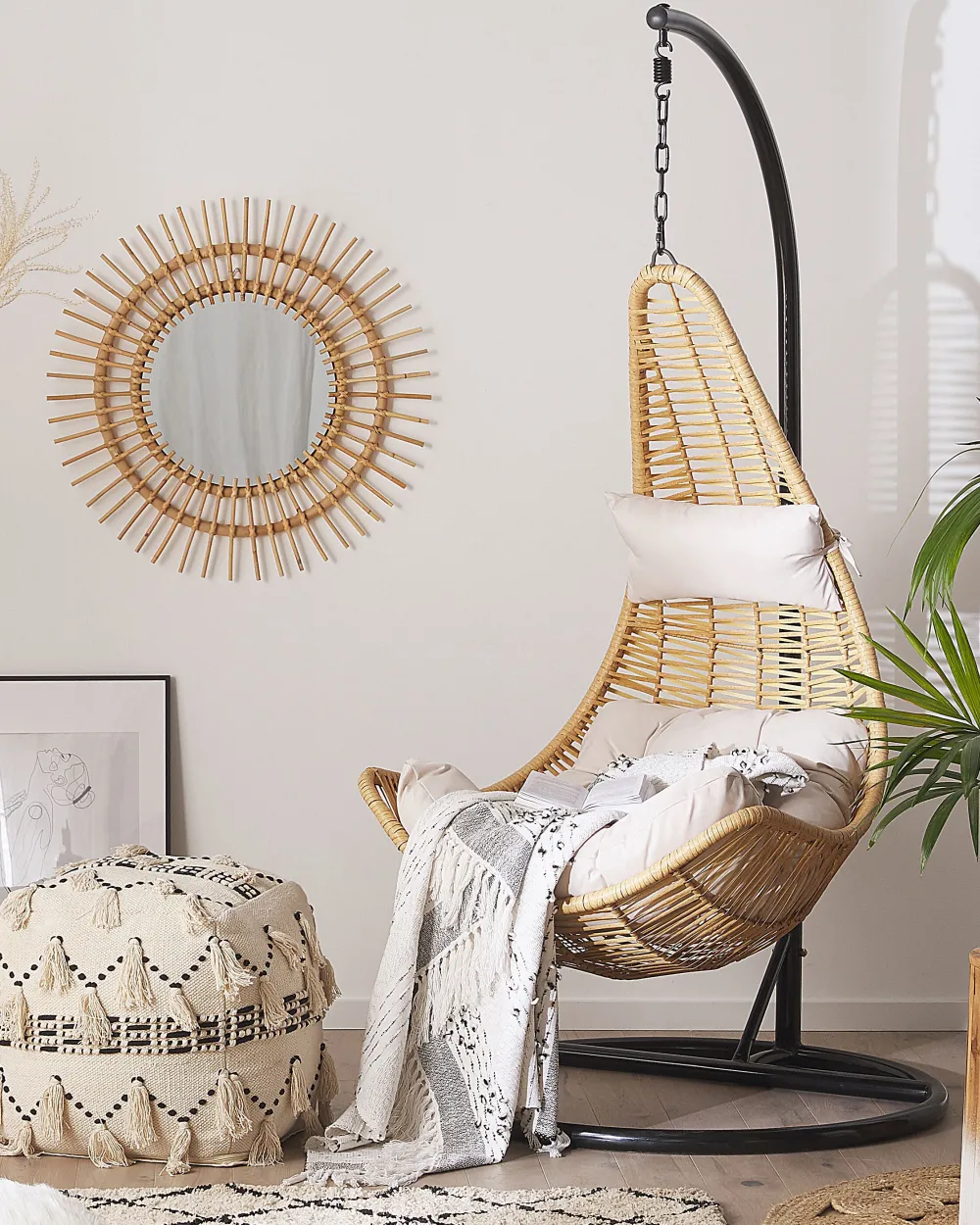 Ulkokalusteet<Beliani Riipputuoli Polyrottinki Luonnonvari Atri Ii