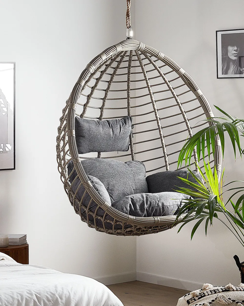 Nojatuolit<Beliani Riipputuoli Polyrottinki Harmaa Tollo