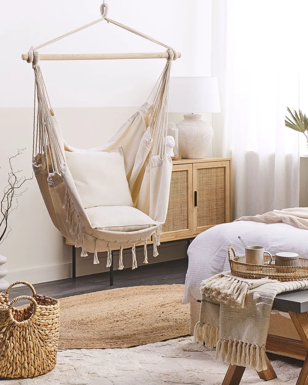 Discount Beliani Riipputuoli Puuvilla Beige Bonea