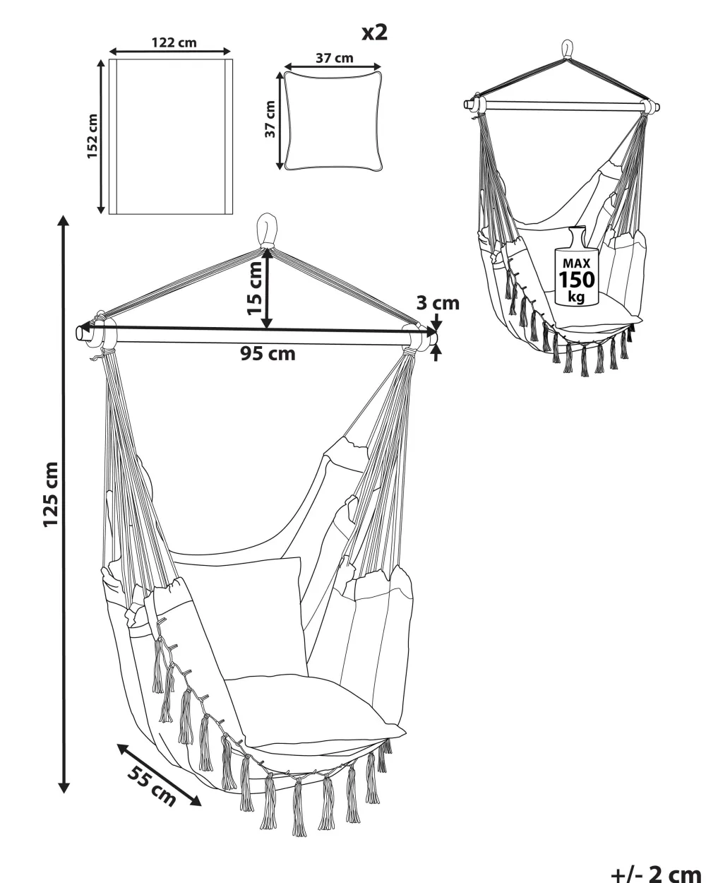 Cheap Beliani Riipputuoli Puuvilla Harmaa Bonea