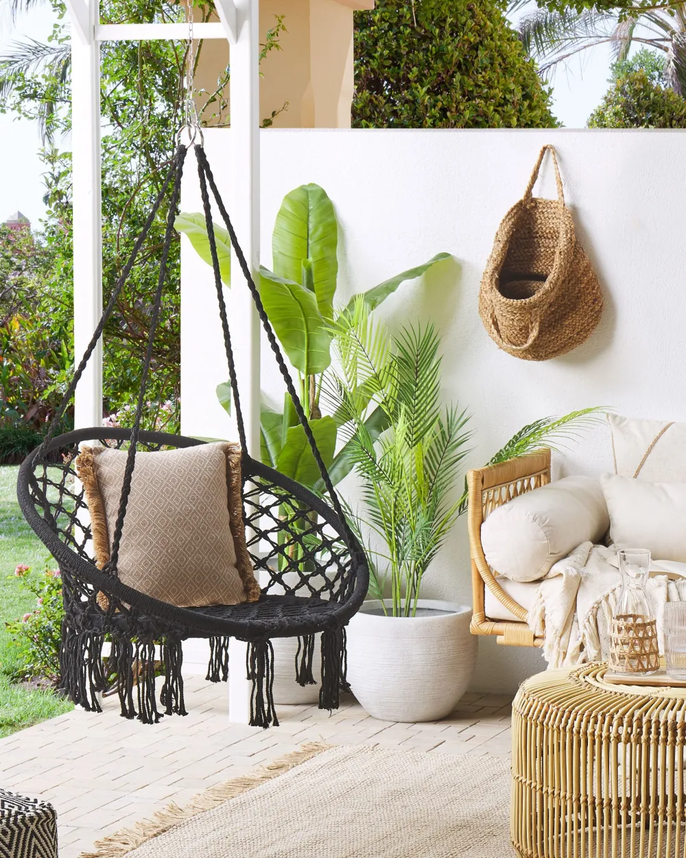 Nojatuolit<Beliani Riipputuoli Puuvilla Musta Gabella