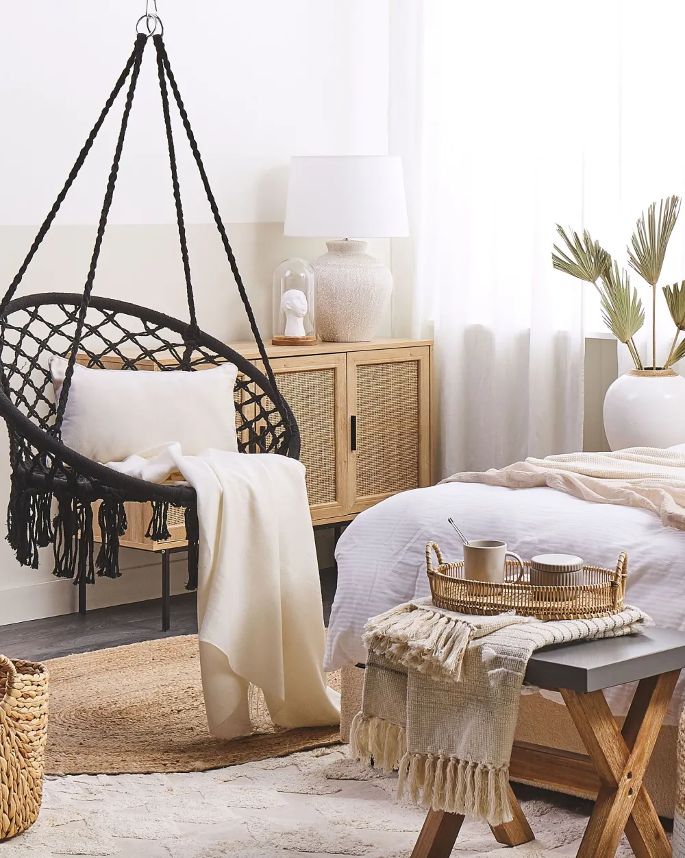 Nojatuolit<Beliani Riipputuoli Puuvilla Musta Gabella