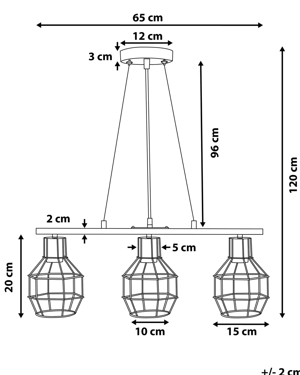 Valaisimet<Beliani Riippuvalaisin 3 Polttimoa Metalli Kupari Orne