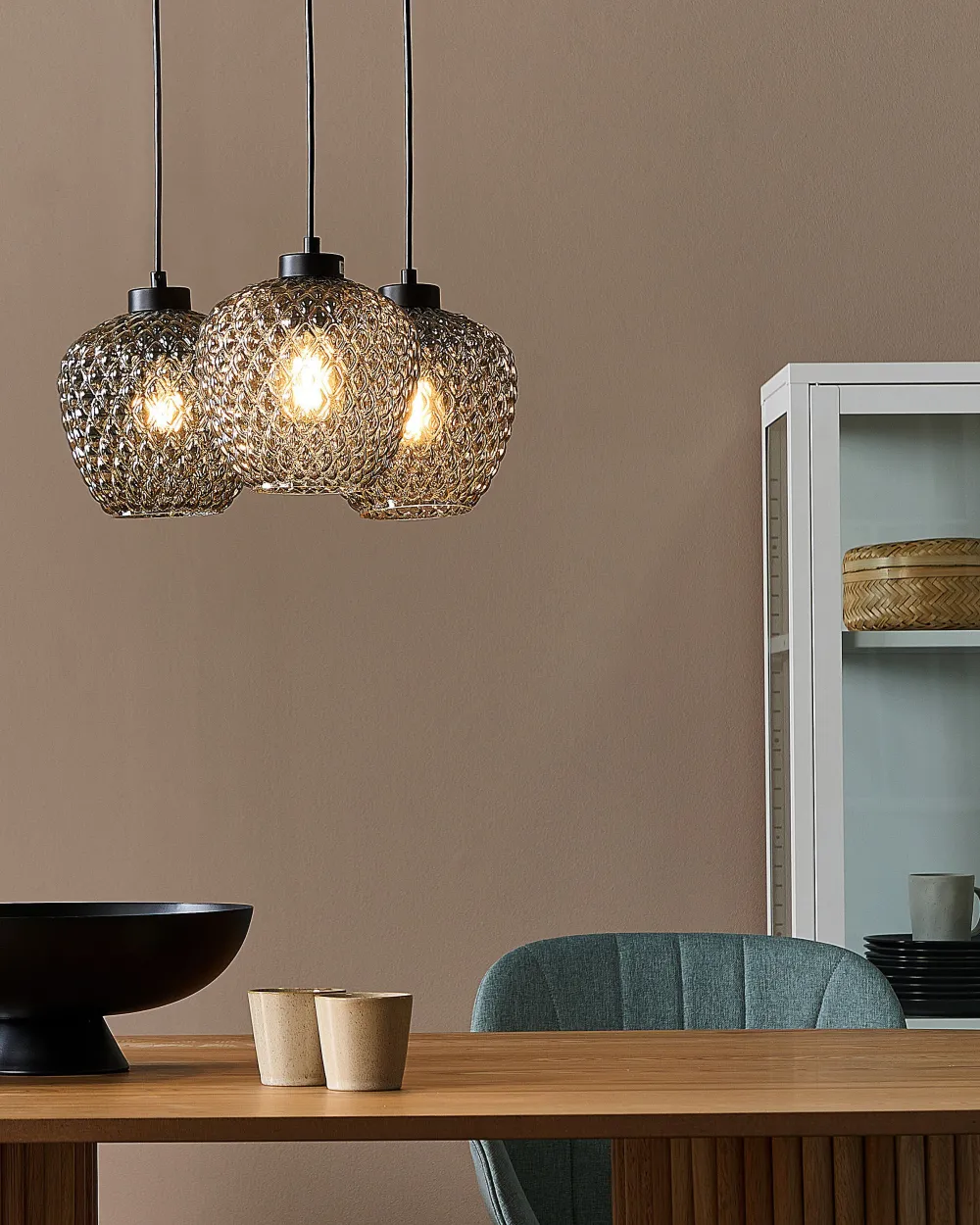 Sale Beliani Riippuvalaisin 3 Polttimoa Lasi Harmaa Sherry