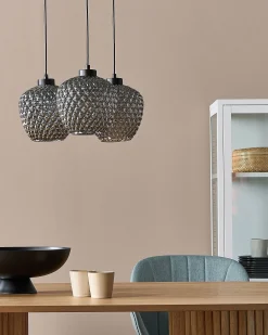 Sale Beliani Riippuvalaisin 3 Polttimoa Lasi Harmaa Sherry