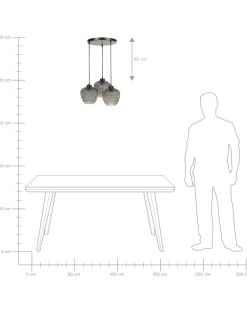Sale Beliani Riippuvalaisin 3 Polttimoa Lasi Harmaa Sherry