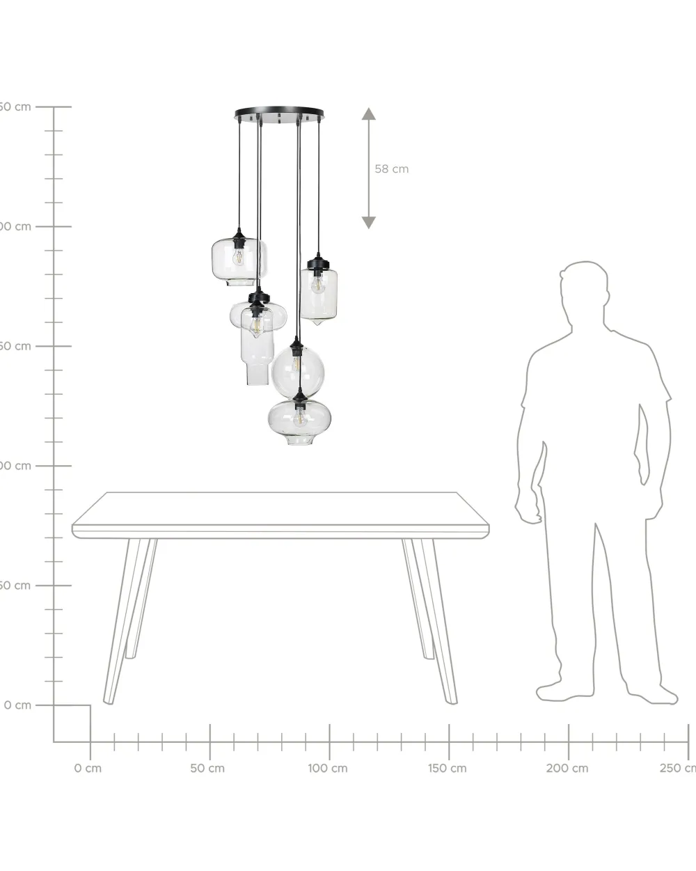 Valaisimet<Beliani Riippuvalaisin 6 Polttimoa Lasi Kirkas Bemboka