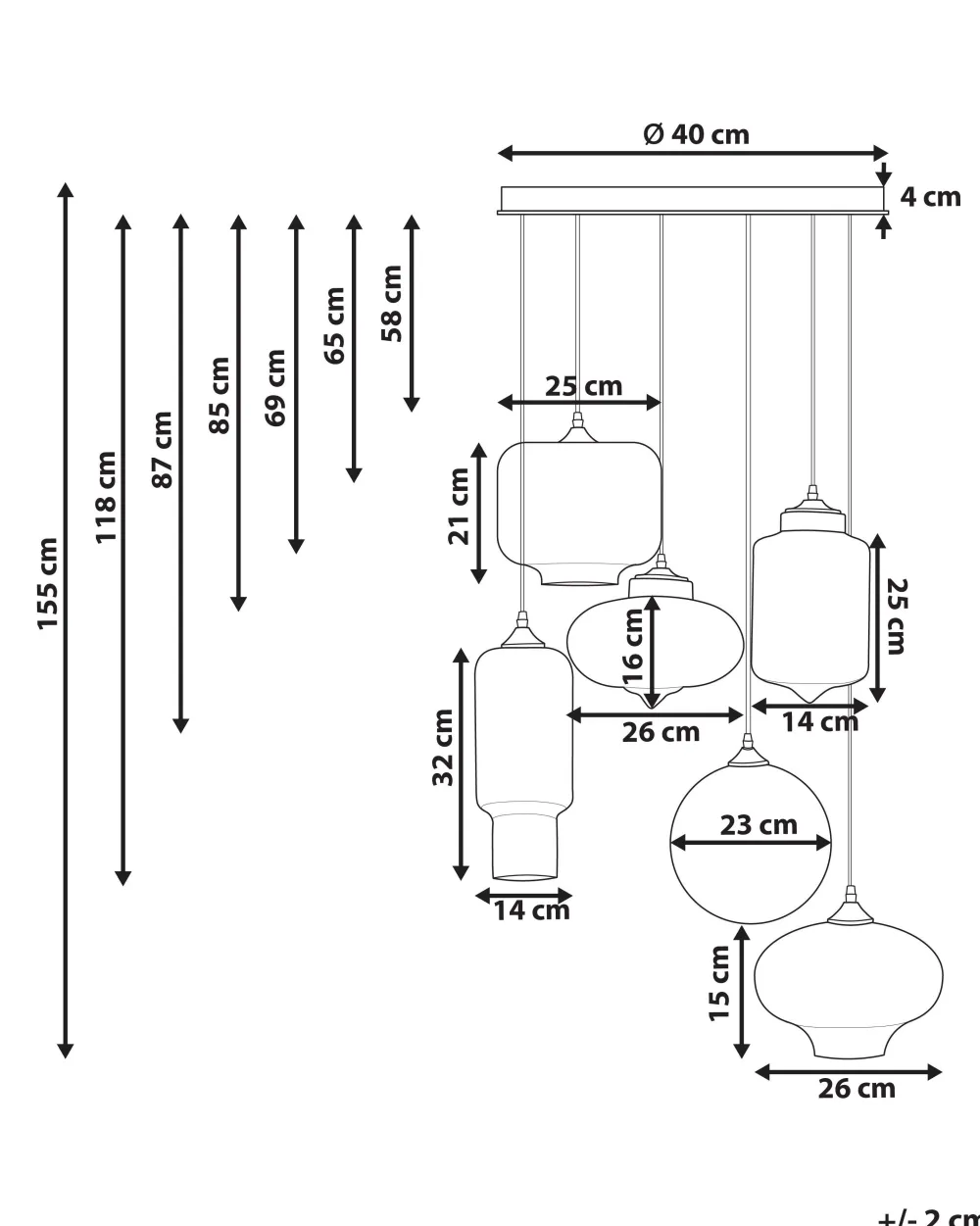 Valaisimet<Beliani Riippuvalaisin 6 Polttimoa Lasi Kirkas Bemboka