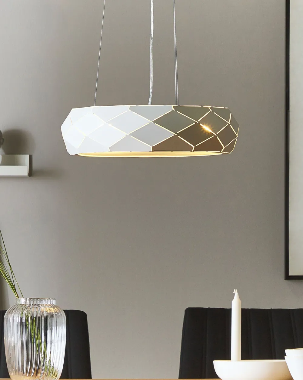 Cheap Beliani Riippuvalaisin 3 Polttimoa Metalli Valkoinen Cesano