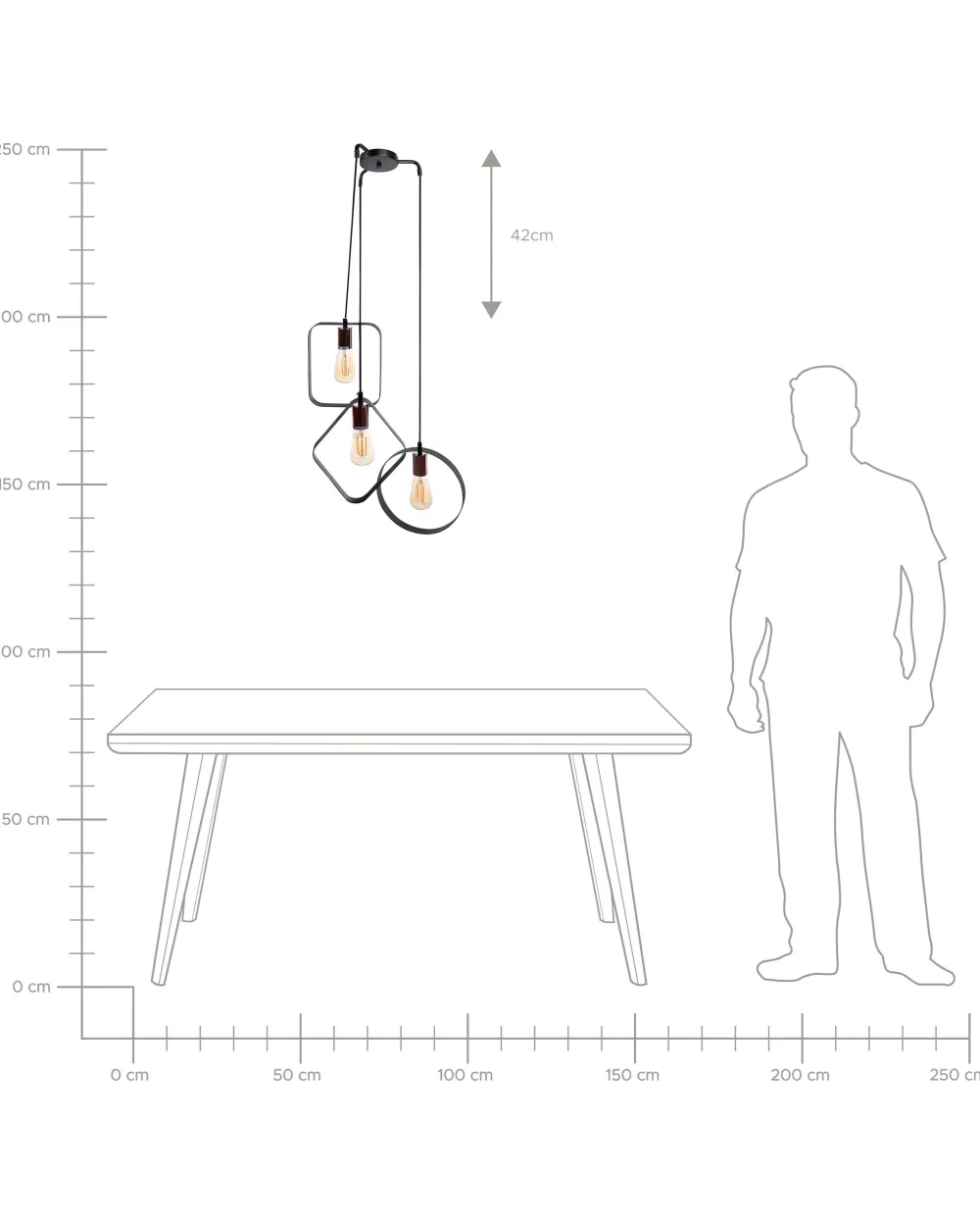Valaisimet<Beliani Riippuvalaisin 3 Polttimoa Metalli Musta Vomano