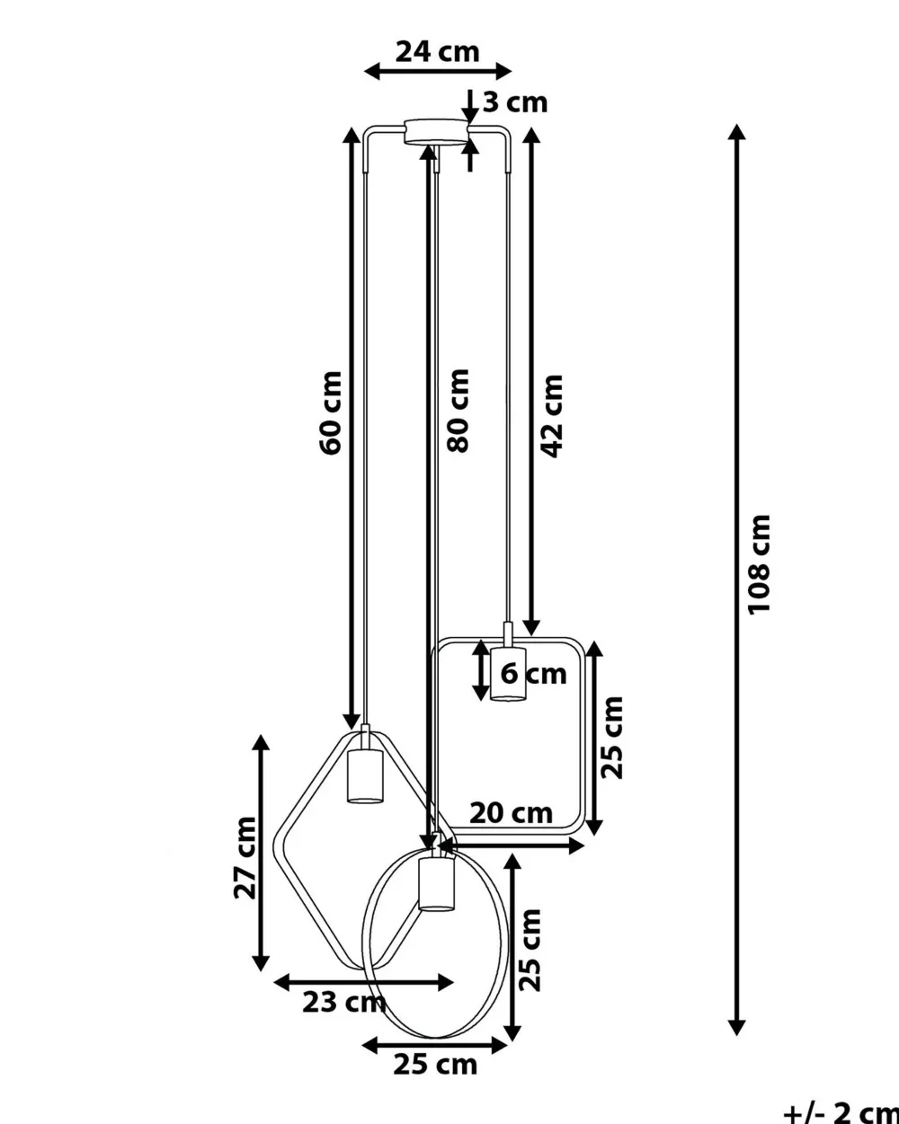 Valaisimet<Beliani Riippuvalaisin 3 Polttimoa Metalli Musta Vomano