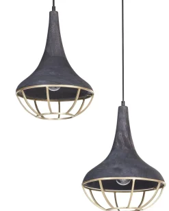 New Beliani Riippuvalaisin 2 Polttimoa Mangopuu Musta/Messinki Bagmati