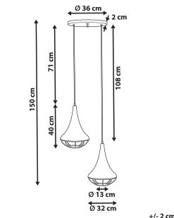 New Beliani Riippuvalaisin 2 Polttimoa Mangopuu Musta/Messinki Bagmati