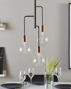 Valaisimet<Beliani Riippuvalaisin 3 Polttimoa Metalli Musta Bogna