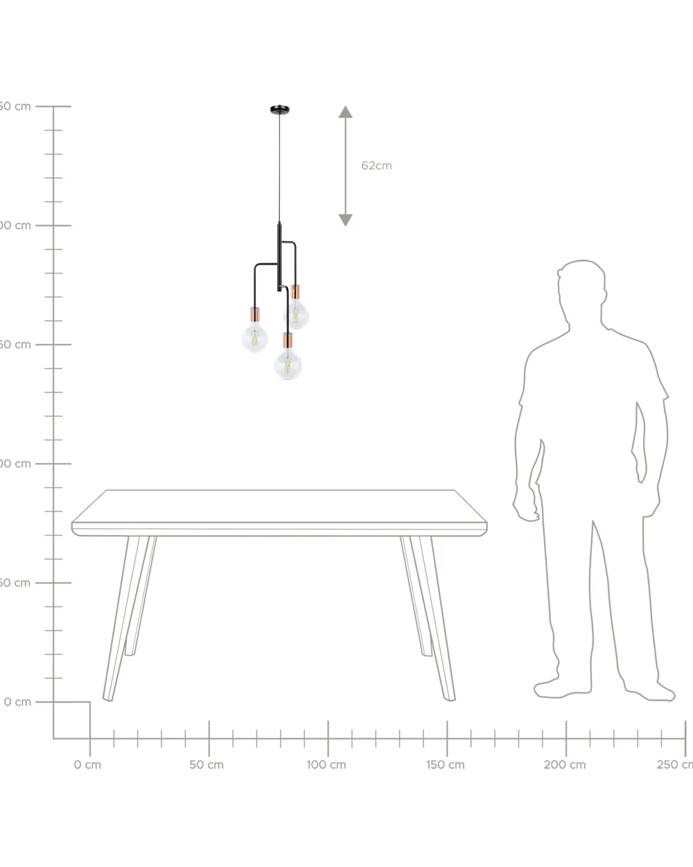 Valaisimet<Beliani Riippuvalaisin 3 Polttimoa Metalli Musta Bogna