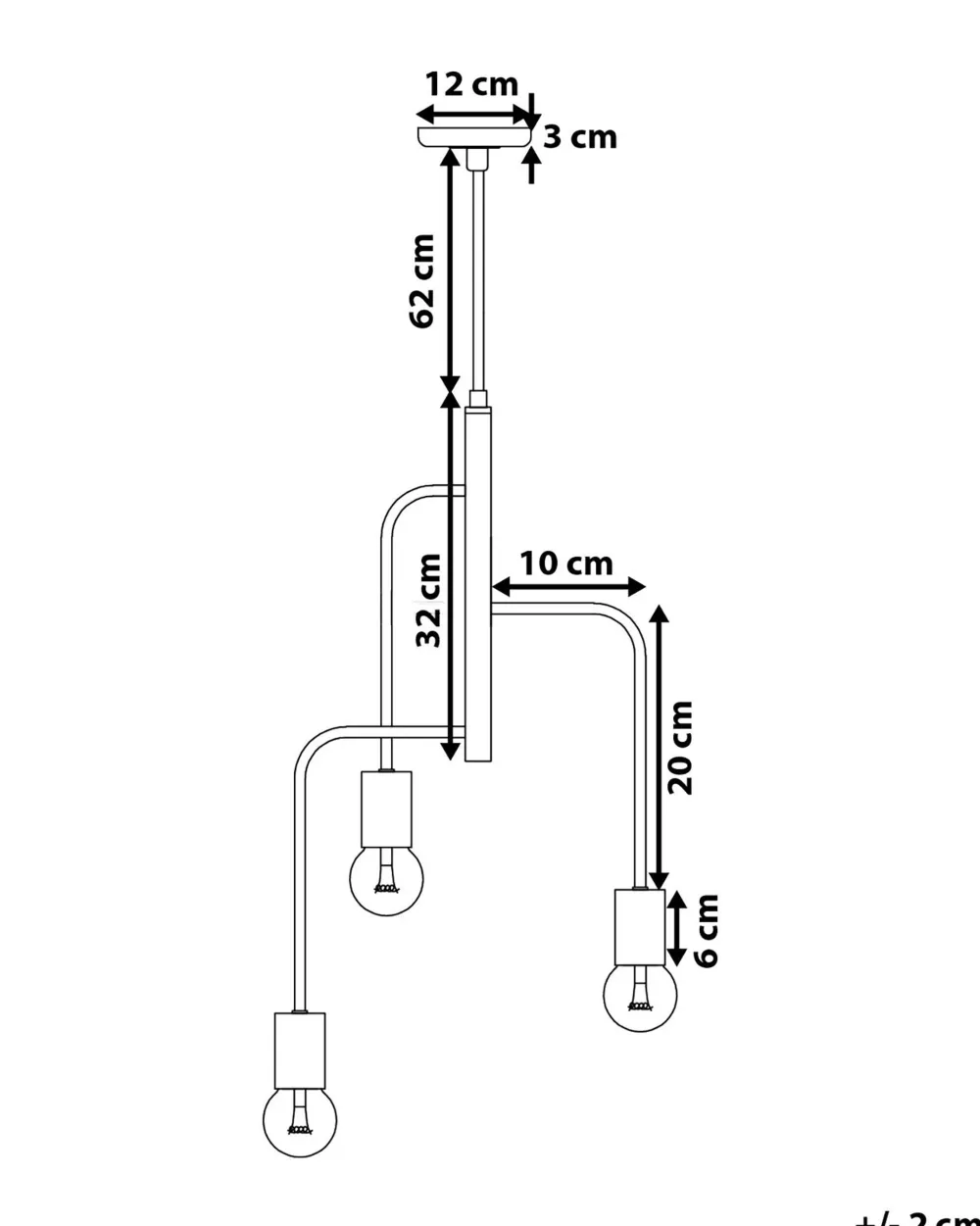 Valaisimet<Beliani Riippuvalaisin 3 Polttimoa Metalli Musta Bogna
