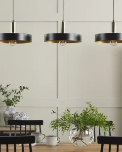 Fashion Beliani Riippuvalaisin 3 Polttimoa Metalli Musta Harena