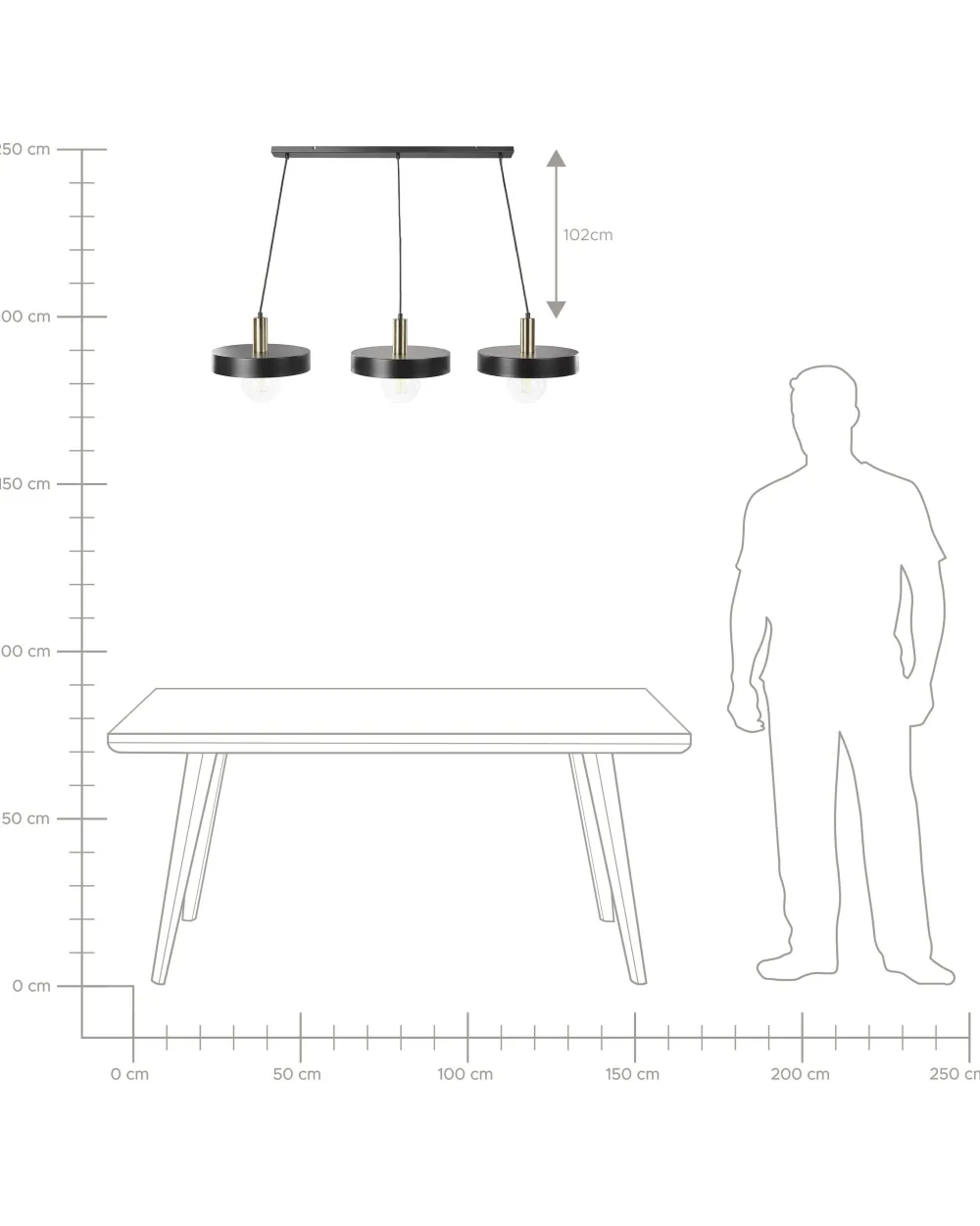 Fashion Beliani Riippuvalaisin 3 Polttimoa Metalli Musta Harena
