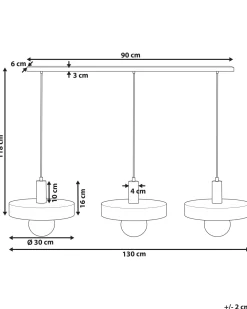 Fashion Beliani Riippuvalaisin 3 Polttimoa Metalli Musta Harena