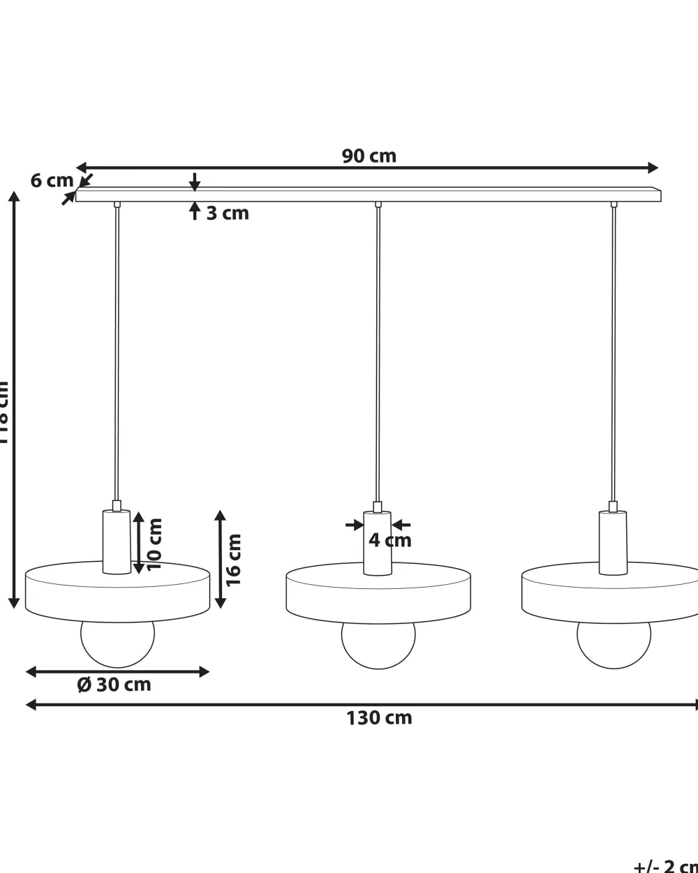 Fashion Beliani Riippuvalaisin 3 Polttimoa Metalli Musta Harena