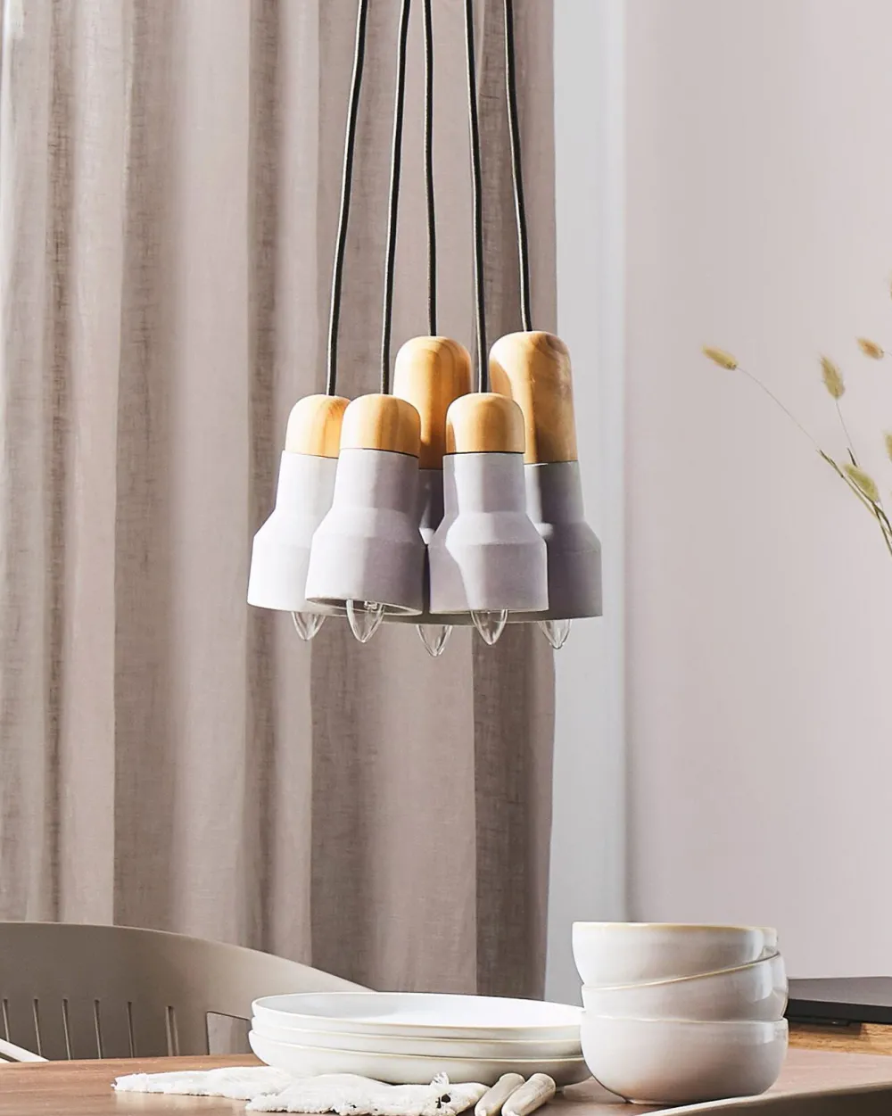 Fashion Beliani Riippuvalaisin 5 Polttimoa Betoni Vaaleanharmaa Apure