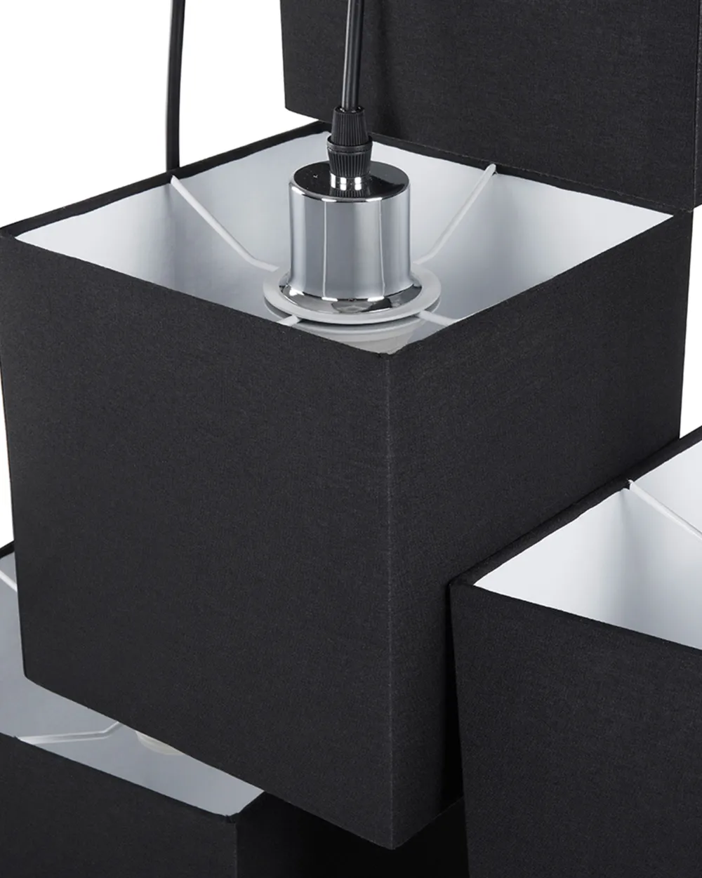 Best Sale Beliani Riippuvalaisin 5 Polttimoa Kangas Musta Mesta