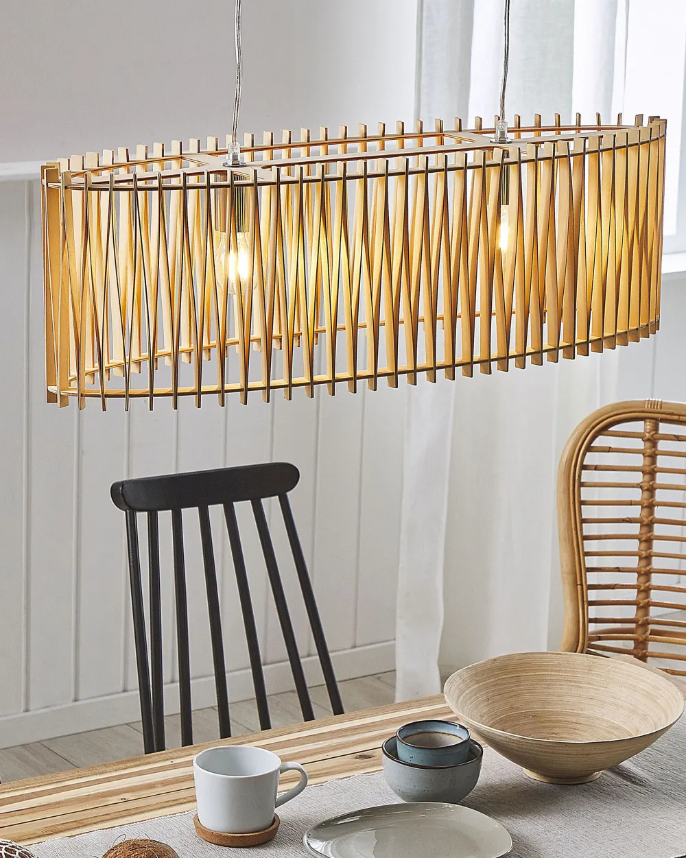 Valaisimet<Beliani Riippuvalaisin 2 Polttimoa Vaalea Puu Chari