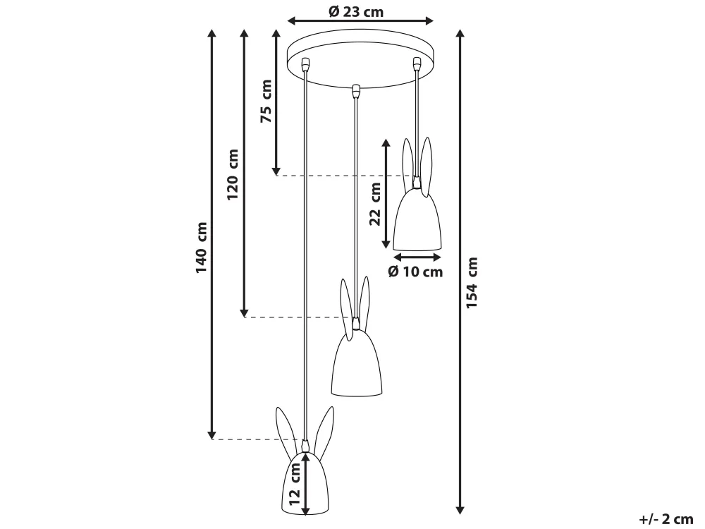 Best Beliani Riippuvalaisin 3 Polttimoa Rauta Vaaleanpunainen Rabbit