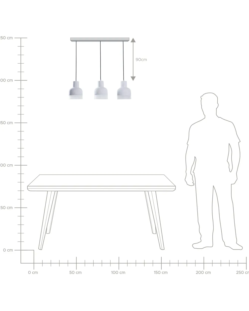 Shop Beliani Riippuvalaisin 3 Polttimoa Betoni Vaaleanharmaa Luni