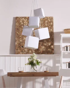 Valaisimet<Beliani Riippuvalaisin 5 Polttimoa Kangas Valkoinen Mesta