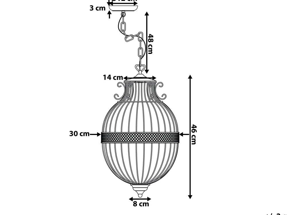 Discount Beliani Riippuvalaisin 3 Polttimoa Rauta Musta Harmen
