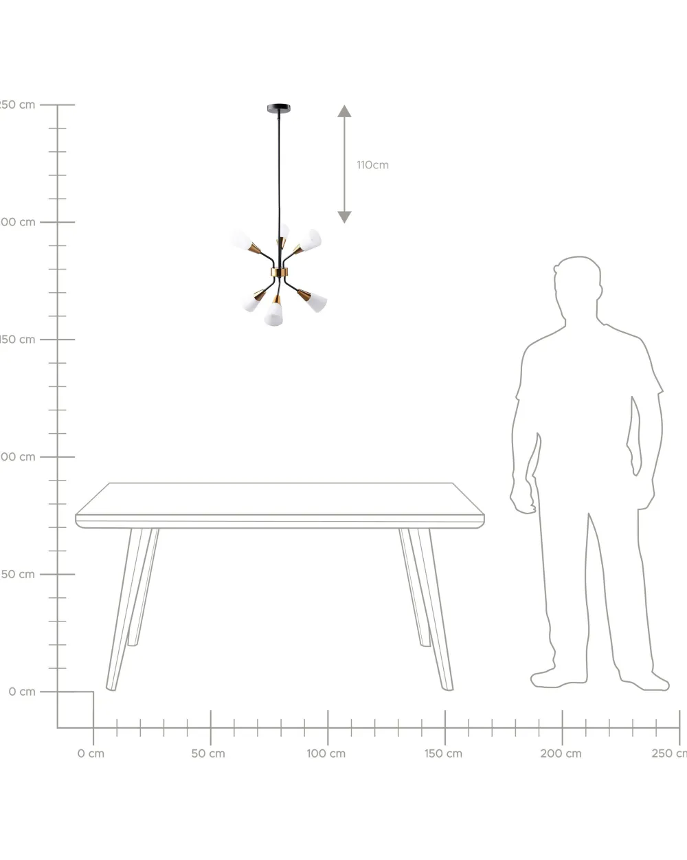 Valaisimet<Beliani Riippuvalaisin 6 Polttimoa Metalli Valkoinen/Kulta Aroyo