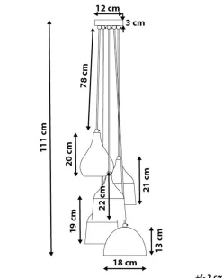 Shop Beliani Riippuvalaisin 5 Polttimoa Metalli Musta Savio
