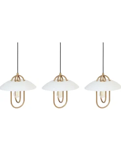 Valaisimet<Beliani Riippuvalaisin 3 Polttimoa Metalli Kulta/Valkoinen Nattai