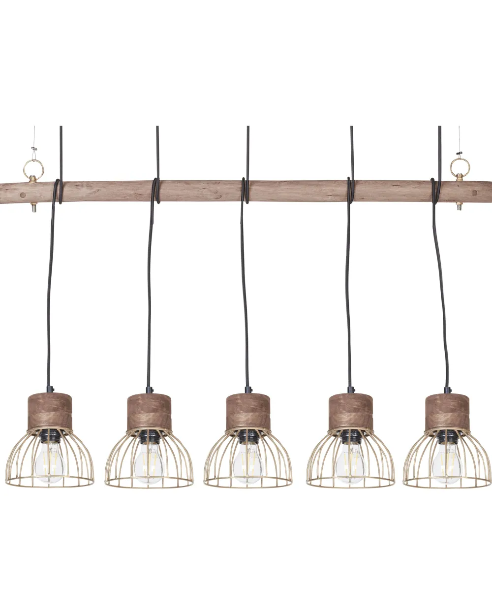 Valaisimet<Beliani Riippuvalaisin 5 Polttimoa Vaalea Puu/Messinki Varada