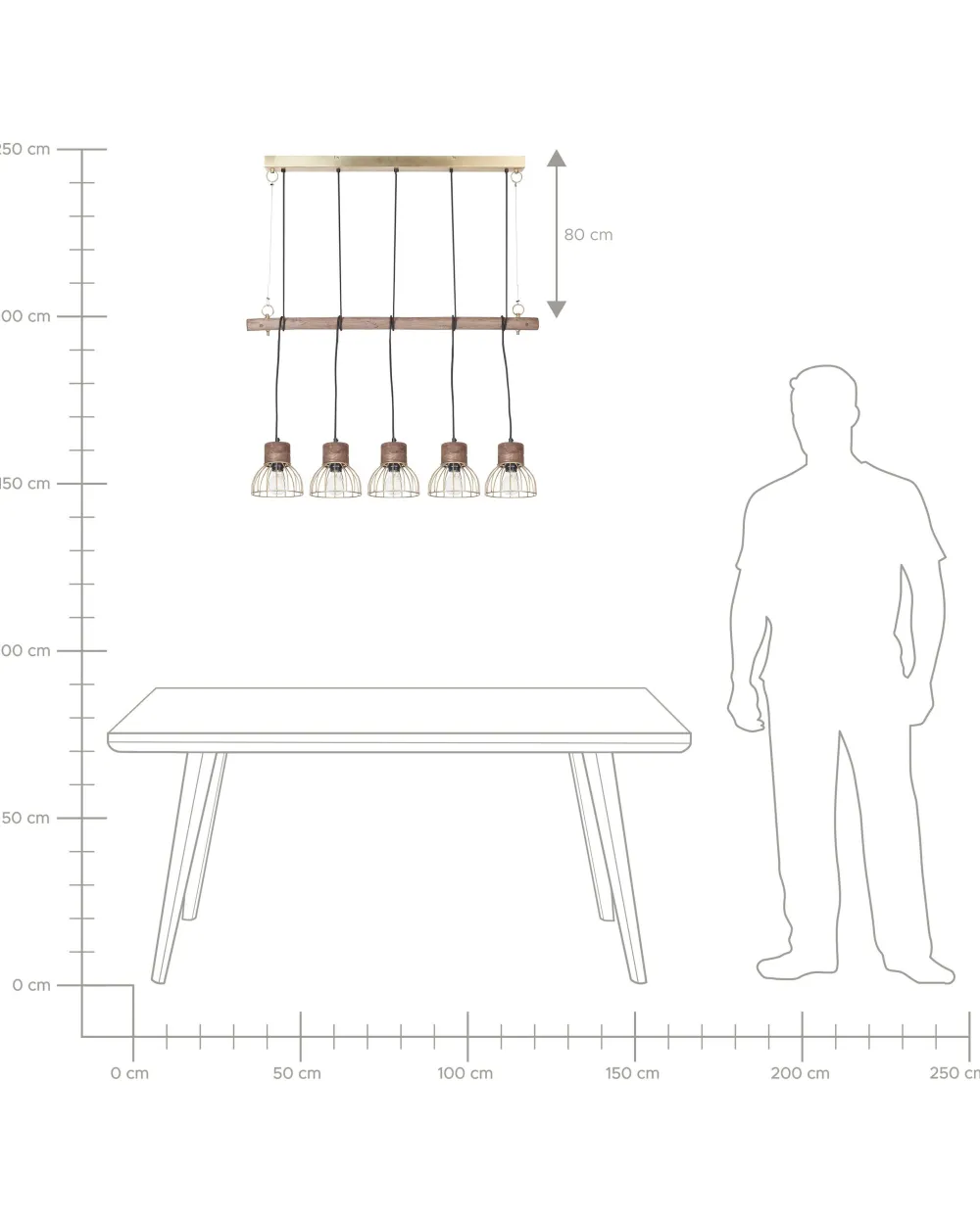 Valaisimet<Beliani Riippuvalaisin 5 Polttimoa Vaalea Puu/Messinki Varada