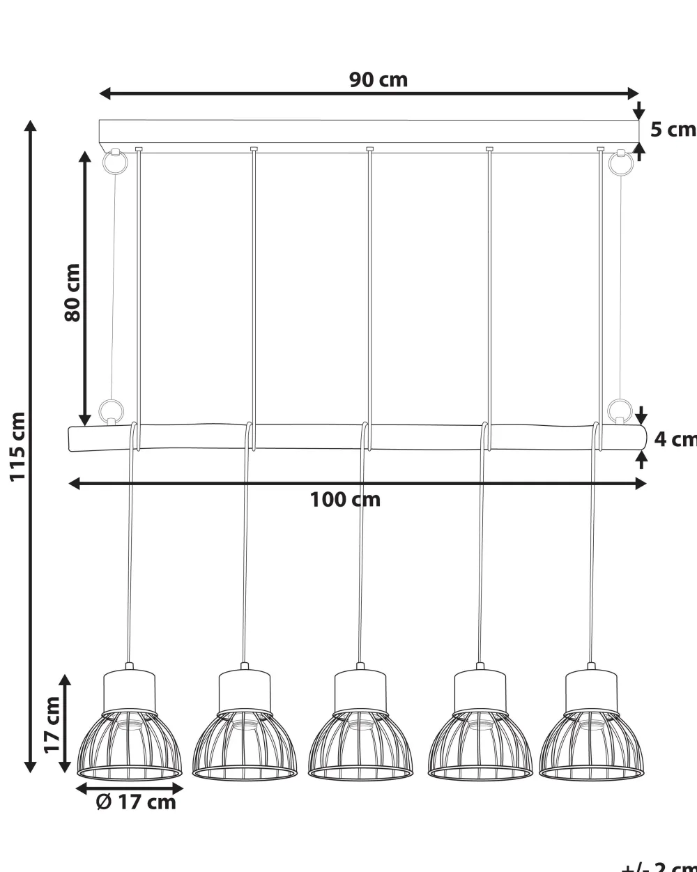 Valaisimet<Beliani Riippuvalaisin 5 Polttimoa Vaalea Puu/Messinki Varada