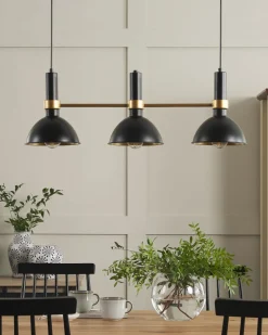 Valaisimet<Beliani Riippuvalaisin 3 Polttimoa Metalli Musta/Kulta Beles