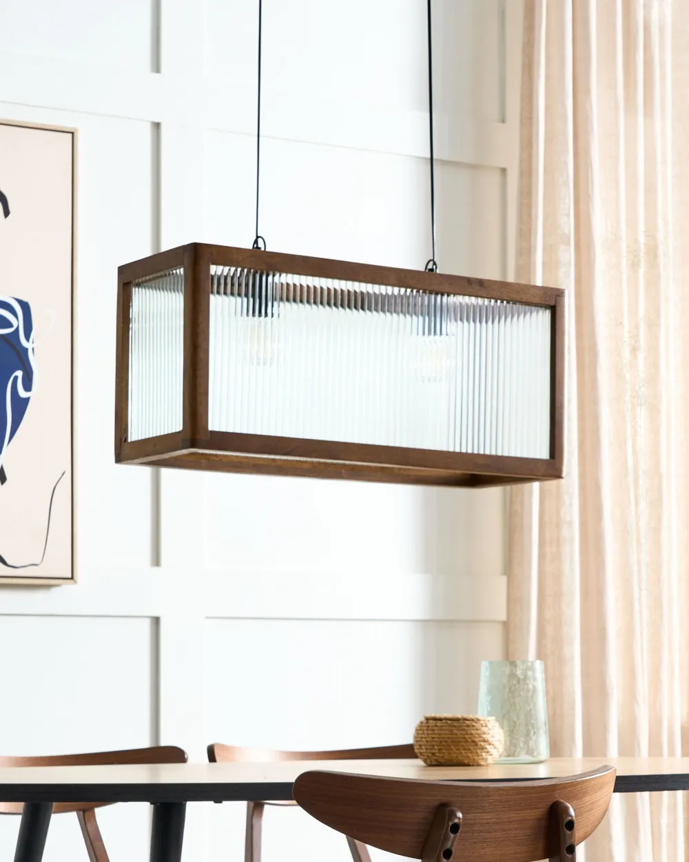 Valaisimet<Beliani Riippuvalaisin 2 Polttimoa Mangopuu/Lasi Vaalea Puu Penna