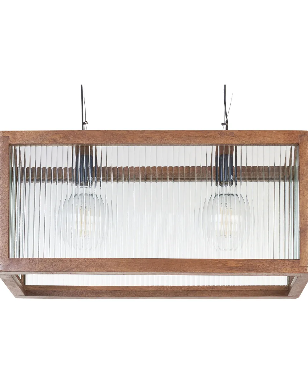 Valaisimet<Beliani Riippuvalaisin 2 Polttimoa Mangopuu/Lasi Vaalea Puu Penna