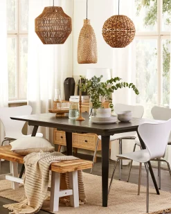 Hot Beliani Riippuvalaisin Bambu Vaalea Puu Lwela