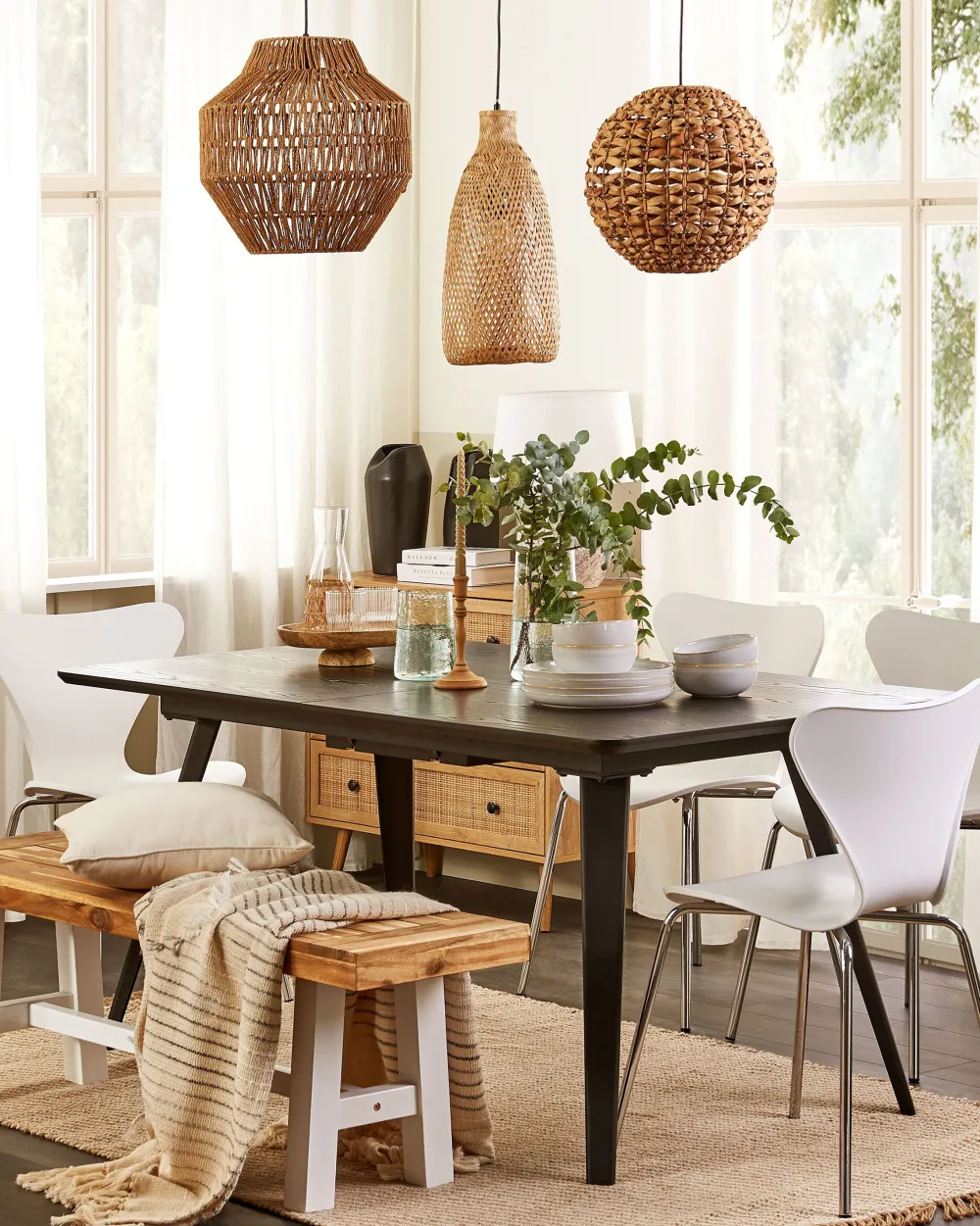 Hot Beliani Riippuvalaisin Bambu Vaalea Puu Lwela