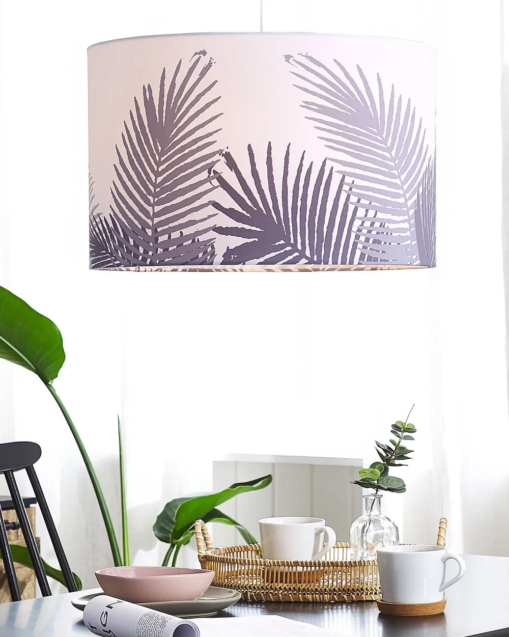 Valaisimet<Beliani Riippuvalaisin Kangas Valkoinen/Harmaa Ziller