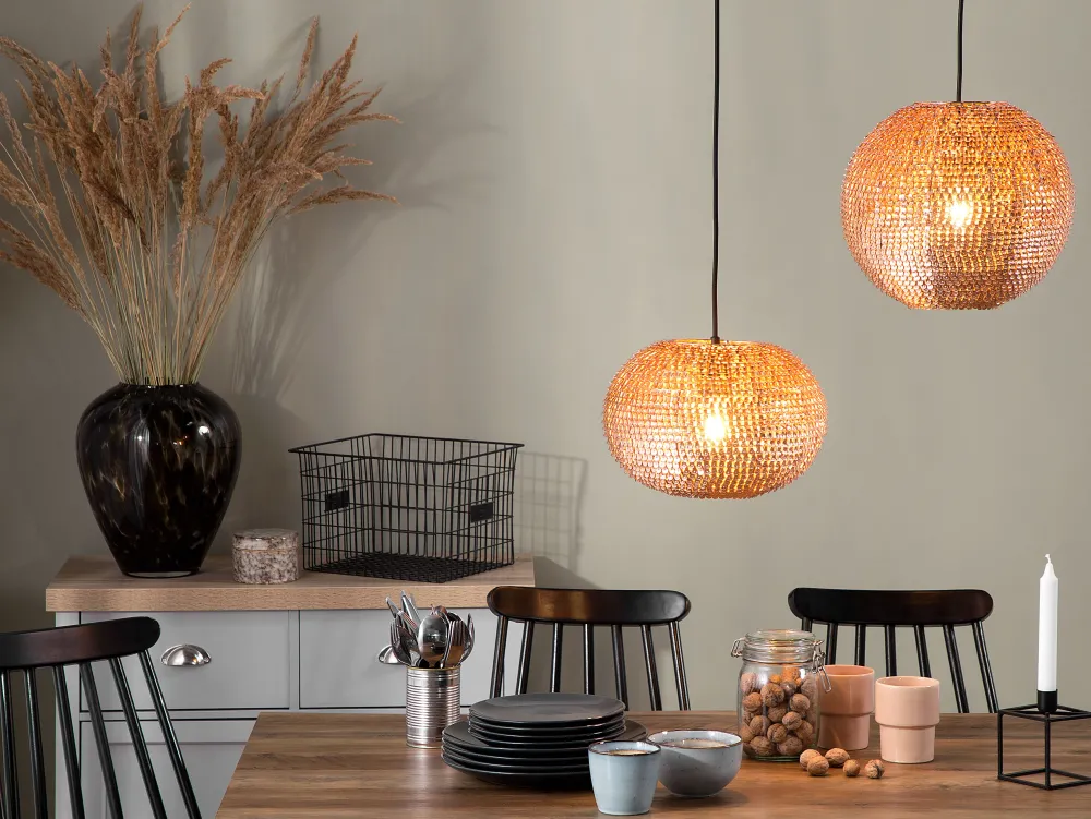 Valaisimet<Beliani Riippuvalaisin Metalli Kupari Reine