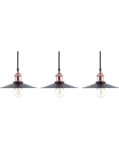 Valaisimet<Beliani Riippuvalaisin Metalli Pieni Musta/Kupari 3 Kpl Swift