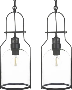 Valaisimet<Beliani Riippuvalaisin Rauta Musta 2 Kpl Bashilo