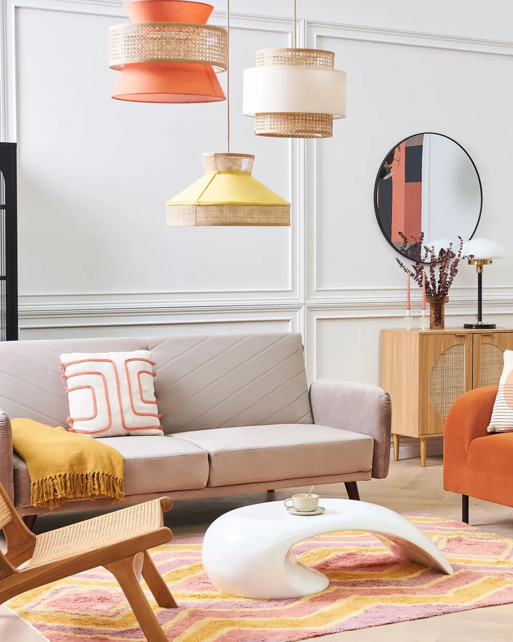 Valaisimet<Beliani Riippuvalaisin Rottinki Sinapinkeltainen/Luonnonvari Batali