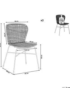 Best Beliani Rottinkituoli Musta 2 Kpl Elfros